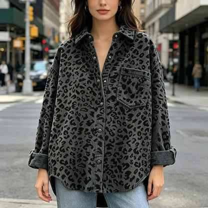 Sharix Relaxed Corduroy Print Shacket