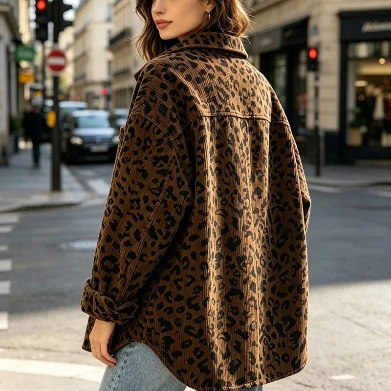 Sharix Relaxed Corduroy Print Shacket
