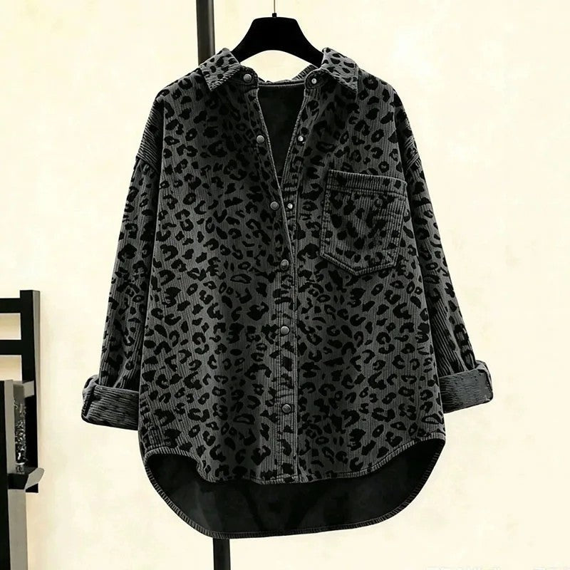 Sharix Relaxed Corduroy Print Shacket