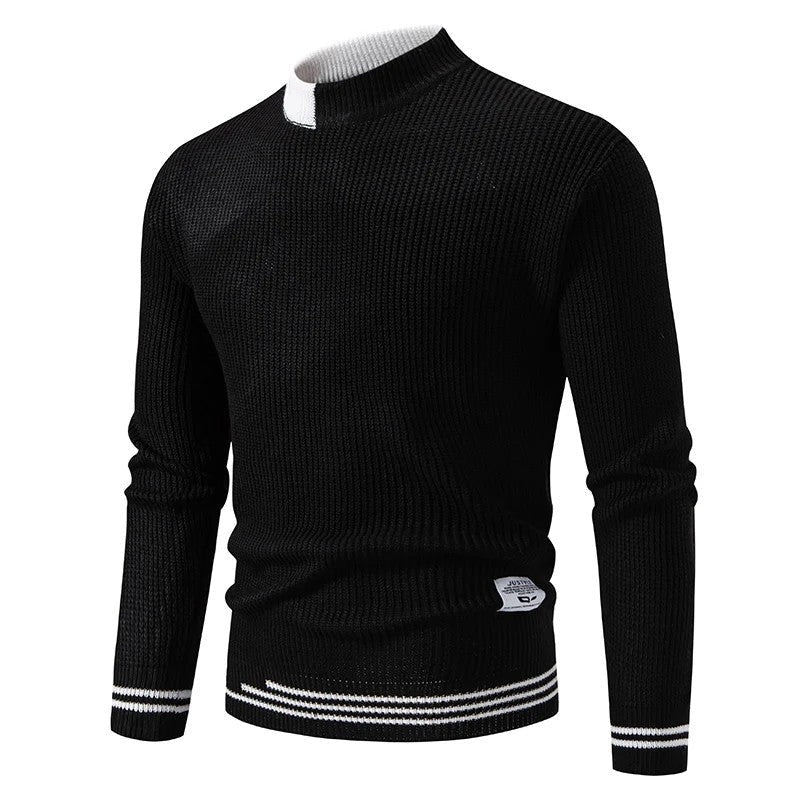 Simon Men's Ribbed Mock Neck Knit Sweater
