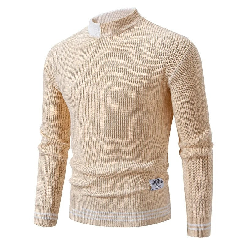 Simon Men's Ribbed Mock Neck Knit Sweater