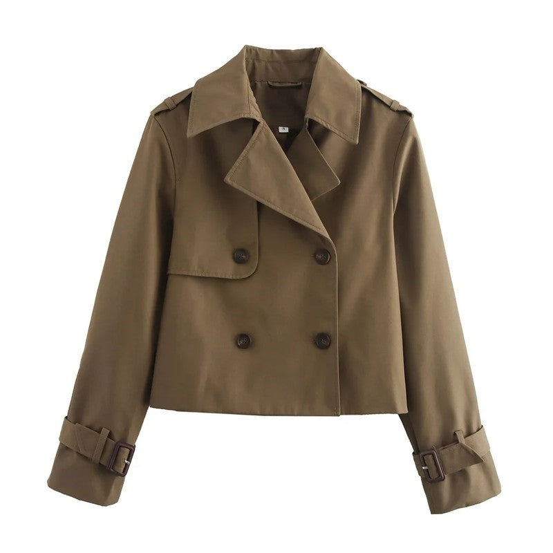 Sorrel Cropped Double-Breasted Trench Jacket