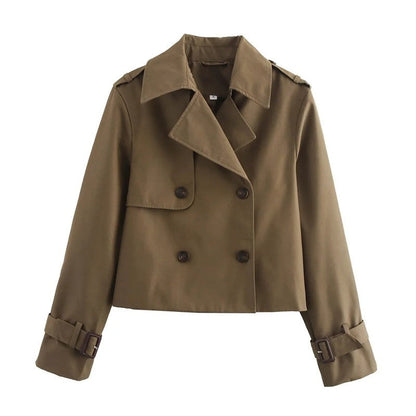 Sorrel Cropped Double-Breasted Trench Jacket