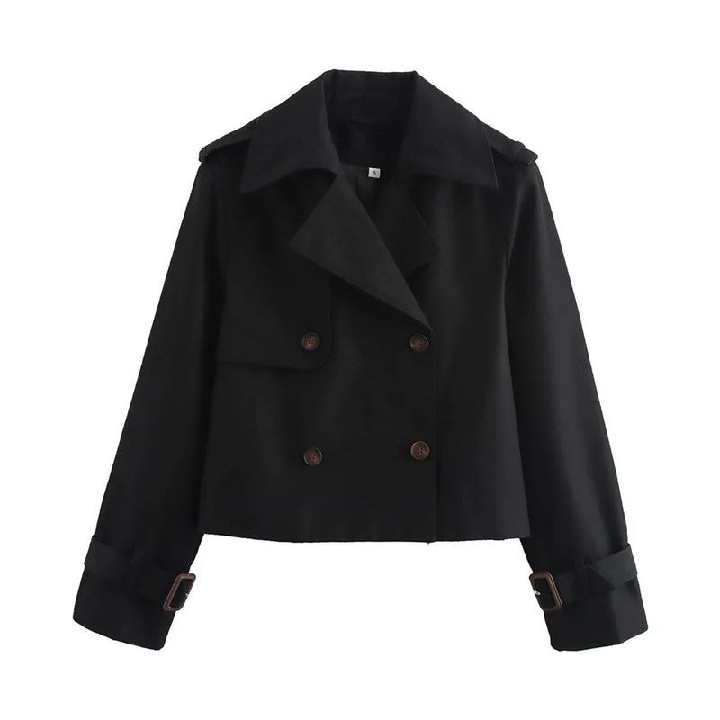Sorrel Cropped Double-Breasted Trench Jacket