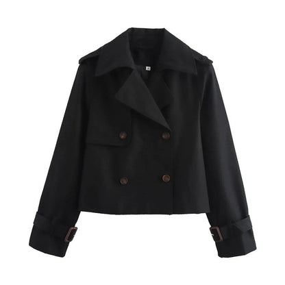 Sorrel Cropped Double-Breasted Trench Jacket