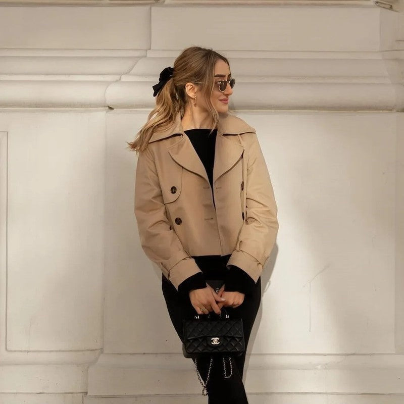 Sorrel Cropped Double-Breasted Trench Jacket