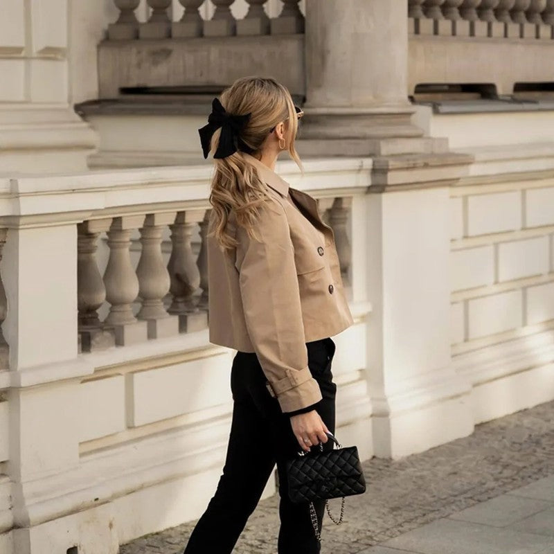 Sorrel Cropped Double-Breasted Trench Jacket