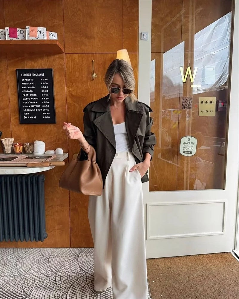 Sorrel Cropped Double-Breasted Trench Jacket