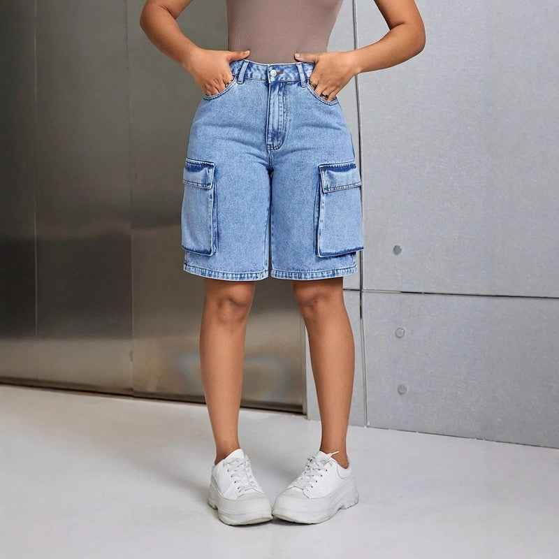 Stella Women's Denim Cargo Bermuda Shorts