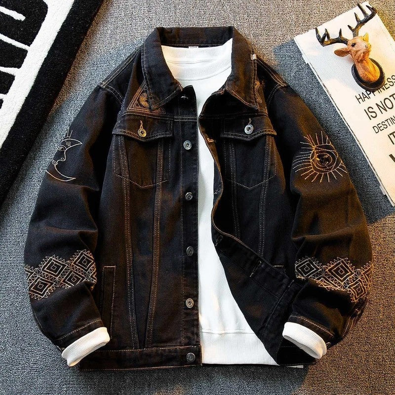 Sylque Embroidered Graphic Denim Jacket