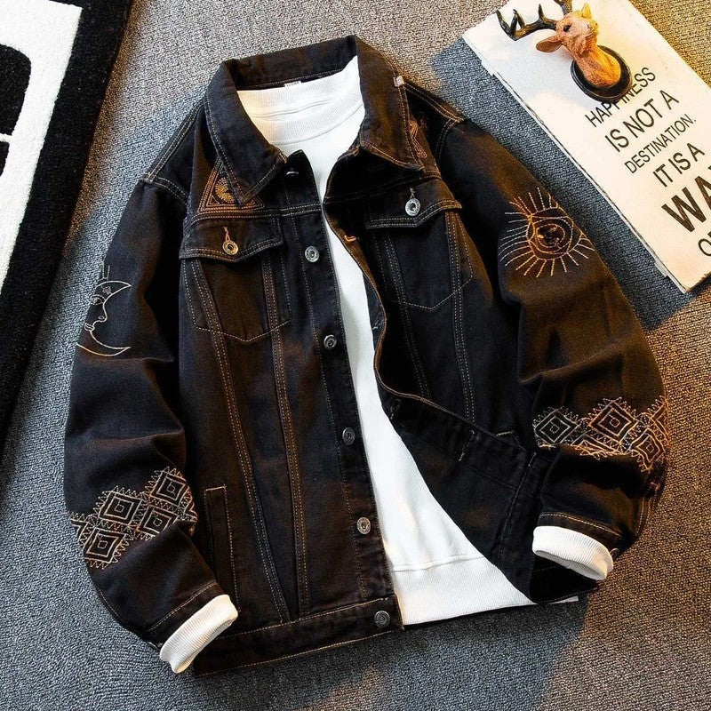 Sylque Embroidered Graphic Denim Jacket