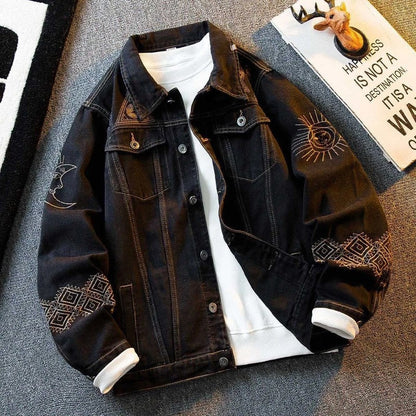 Sylque Embroidered Graphic Denim Jacket