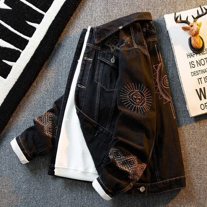Sylque Embroidered Graphic Denim Jacket