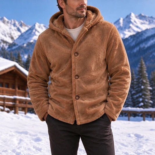 Thomas Men's Fleece Hooded Button-Up Jacket