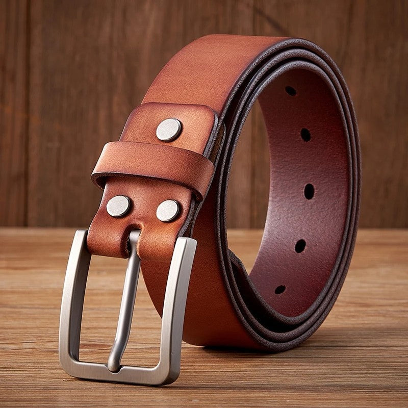 Tindra Leather Polished Buckle Belt Genuine Leather
