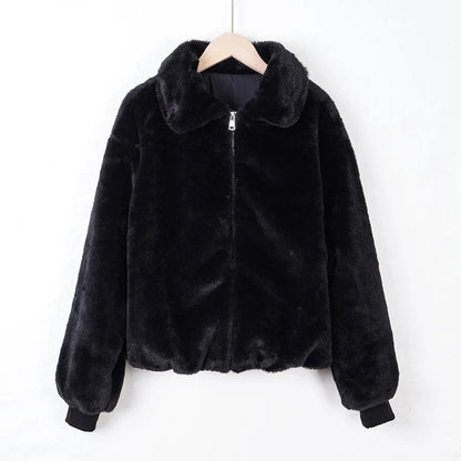 Tornor Plush Faux Fur Bomber Jacket