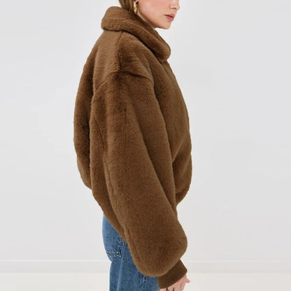 Tornor Plush Faux Fur Bomber Jacket