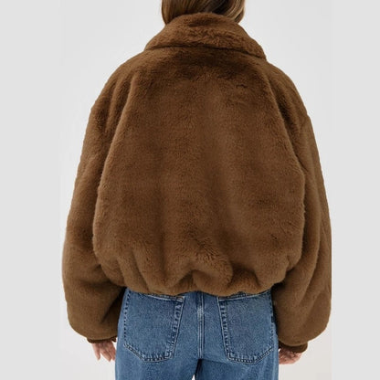 Tornor Plush Faux Fur Bomber Jacket