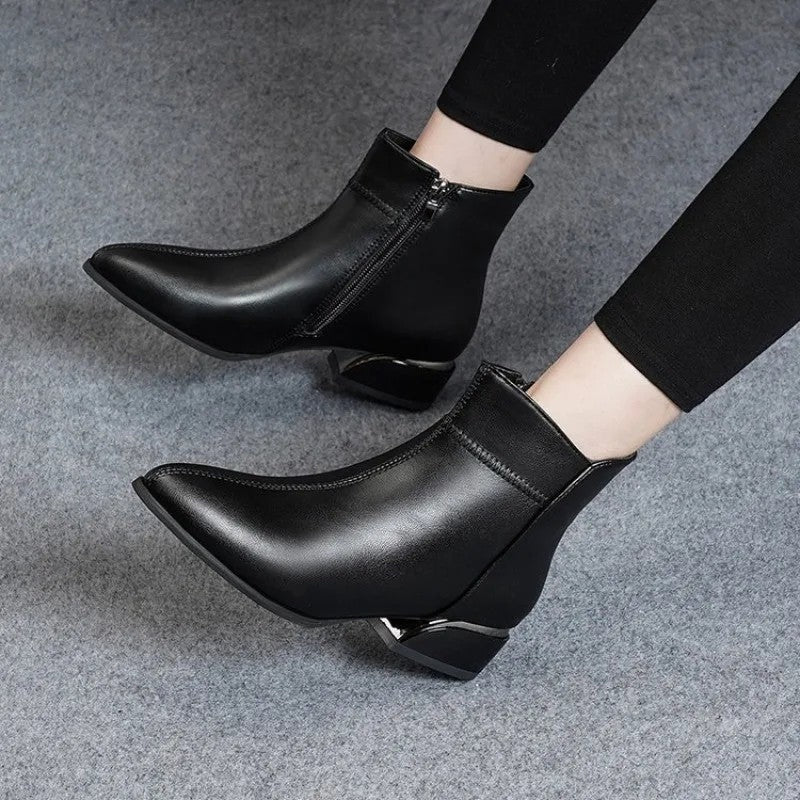 Ursin Sleek Block Heel Ankle Boots