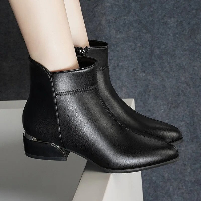 Ursin Sleek Block Heel Ankle Boots