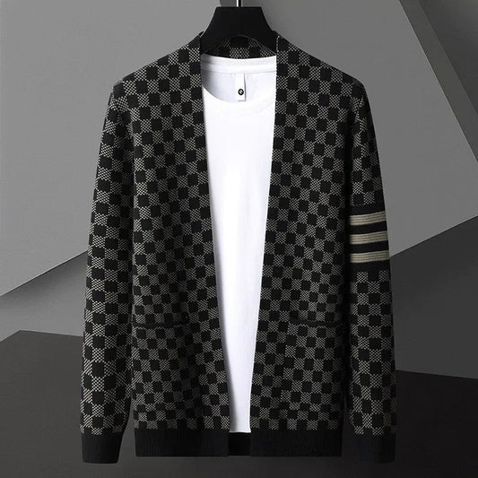 Varlen Check Knit Open Cardigan