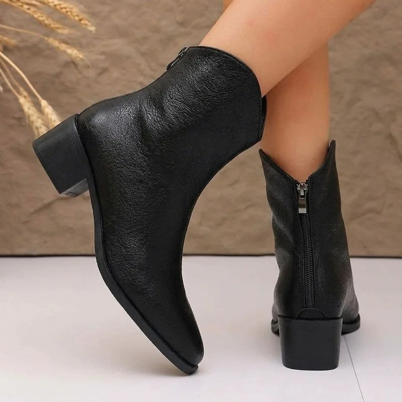 Veltor Textured Block Heel Ankle Boots