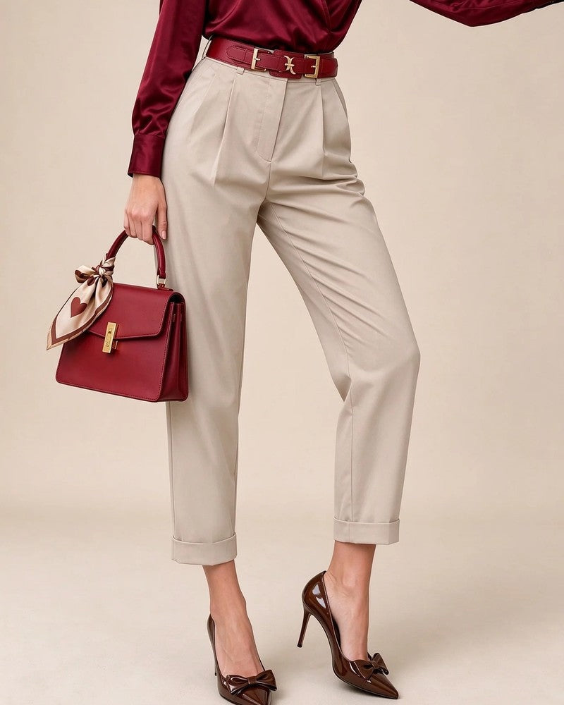 Vera Women's Pleated Cropped Tailored Pants