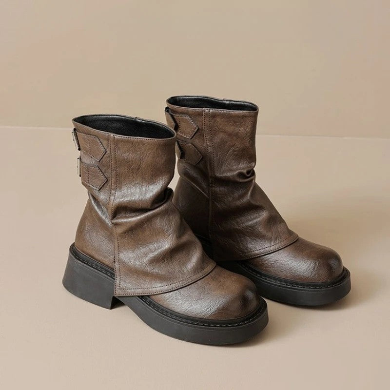 Verani Slouch Buckle Platform Boots