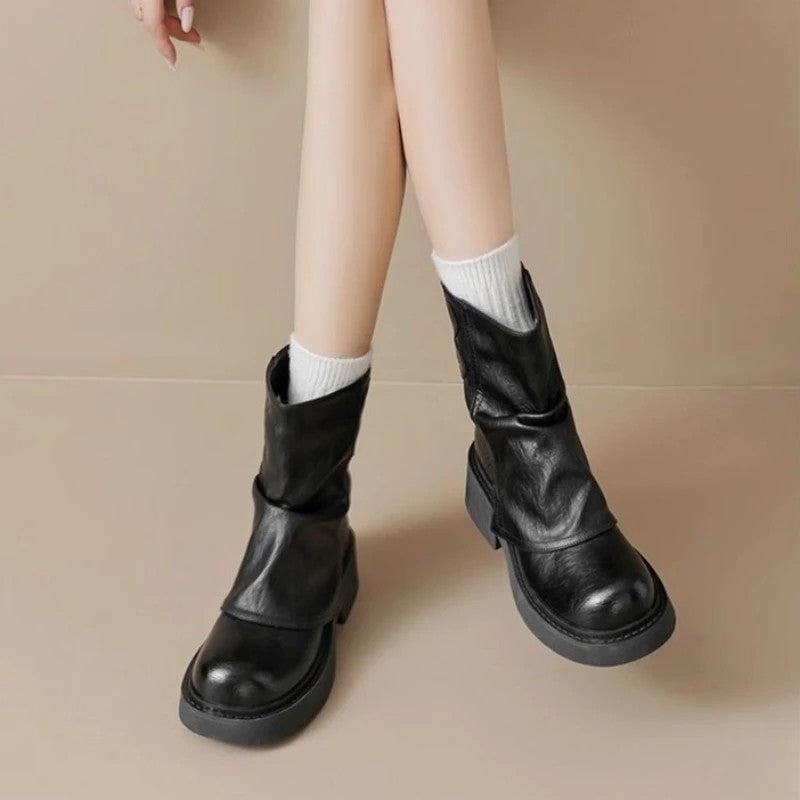 Verani Slouch Buckle Platform Boots