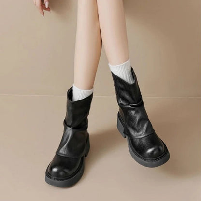 Verani Slouch Buckle Platform Boots