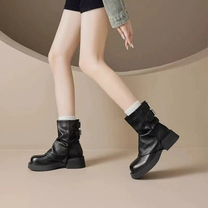 Verani Slouch Buckle Platform Boots