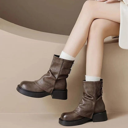 Verani Slouch Buckle Platform Boots