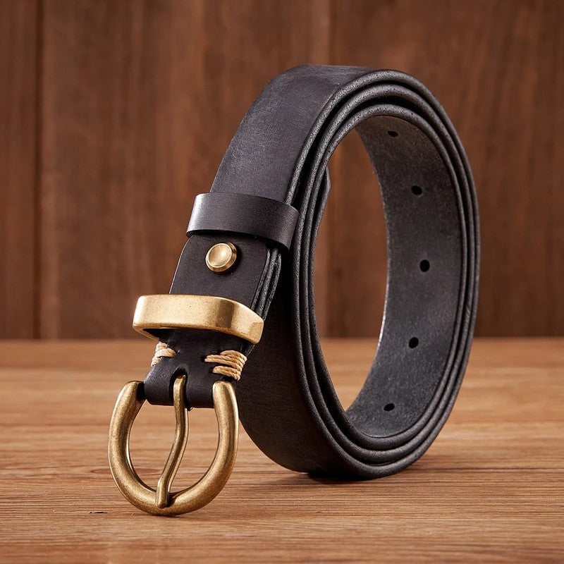 Verena Leather Vintage Buckle Belt Genuine Leather