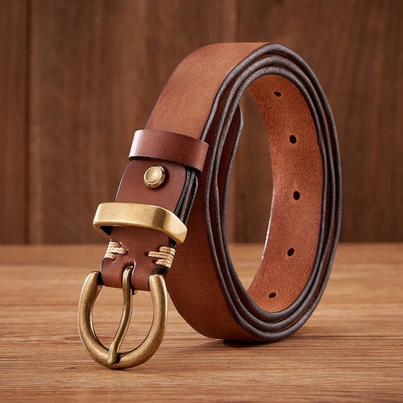 Verena Leather Vintage Buckle Belt Genuine Leather