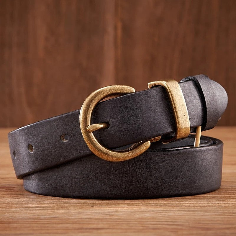 Verena Leather Vintage Buckle Belt Genuine Leather