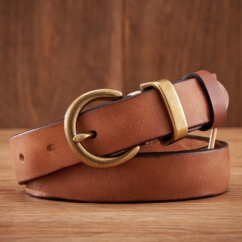 Verena Leather Vintage Buckle Belt Genuine Leather