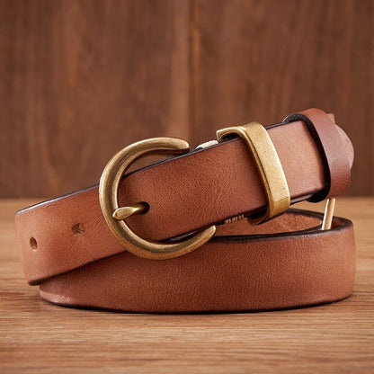 Verena Leather Vintage Buckle Belt Genuine Leather