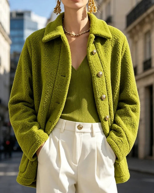 Verine Relaxed Sherpa Button-Up Jacket