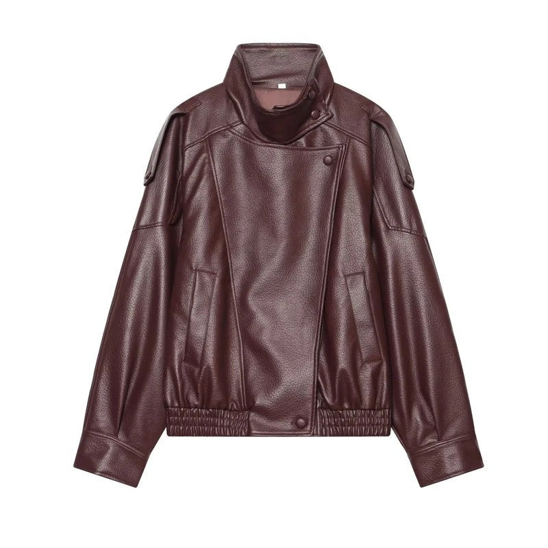 Vesnia Relaxed Moto Faux Leather Jacket