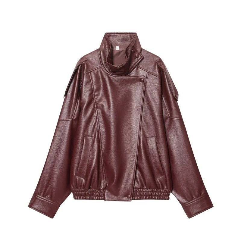 Vesnia Relaxed Moto Faux Leather Jacket