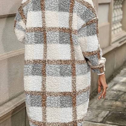Vestra Plaid Fleece Button-Up Coat