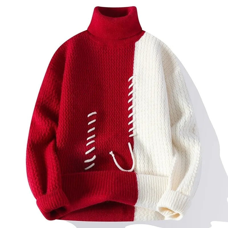 Vinnor Patchwork Textured Turtleneck Sweater