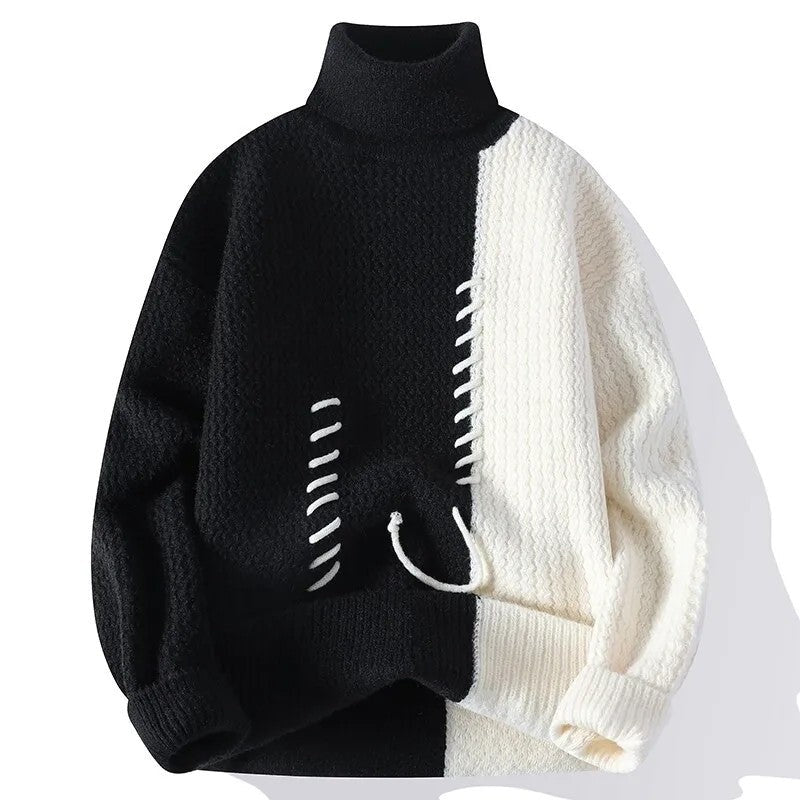 Vinnor Patchwork Textured Turtleneck Sweater
