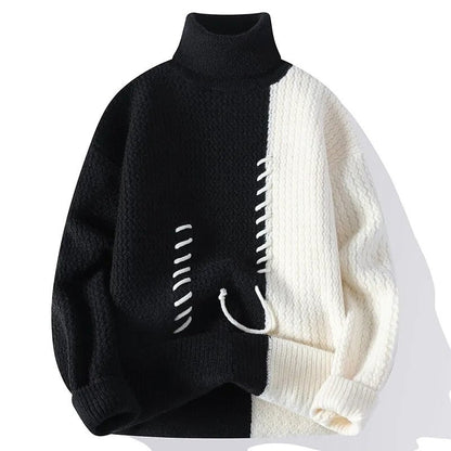 Vinnor Patchwork Textured Turtleneck Sweater