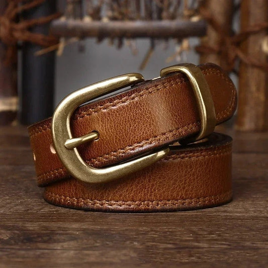 Wren Leather Polished Buckle Belt Genuine Leather