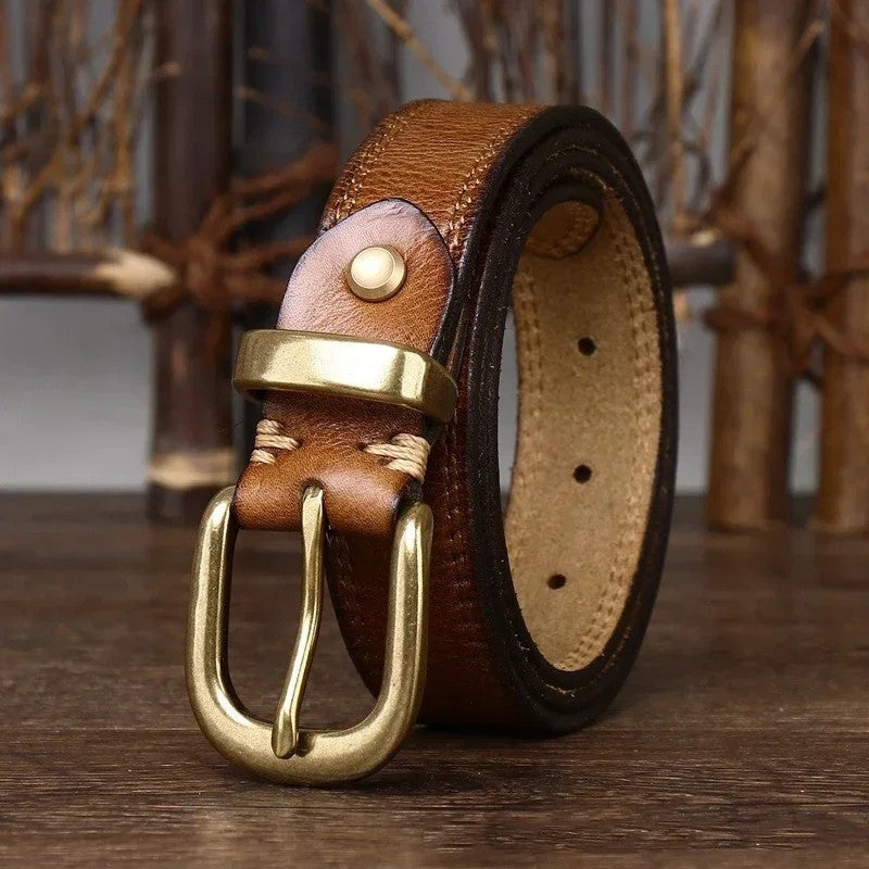 Wren Leather Polished Buckle Belt Genuine Leather