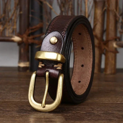 Wren Leather Polished Buckle Belt Genuine Leather