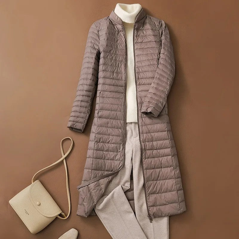 Yvon Lightweight Quilted Long Puffer Coat