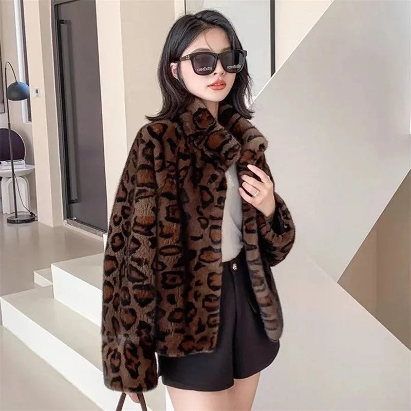 Zara Leopard Faux Fur Short Coat