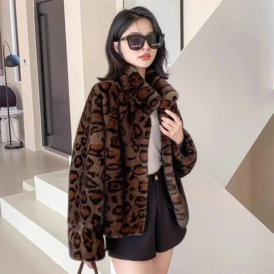 Zara Leopard Faux Fur Short Coat